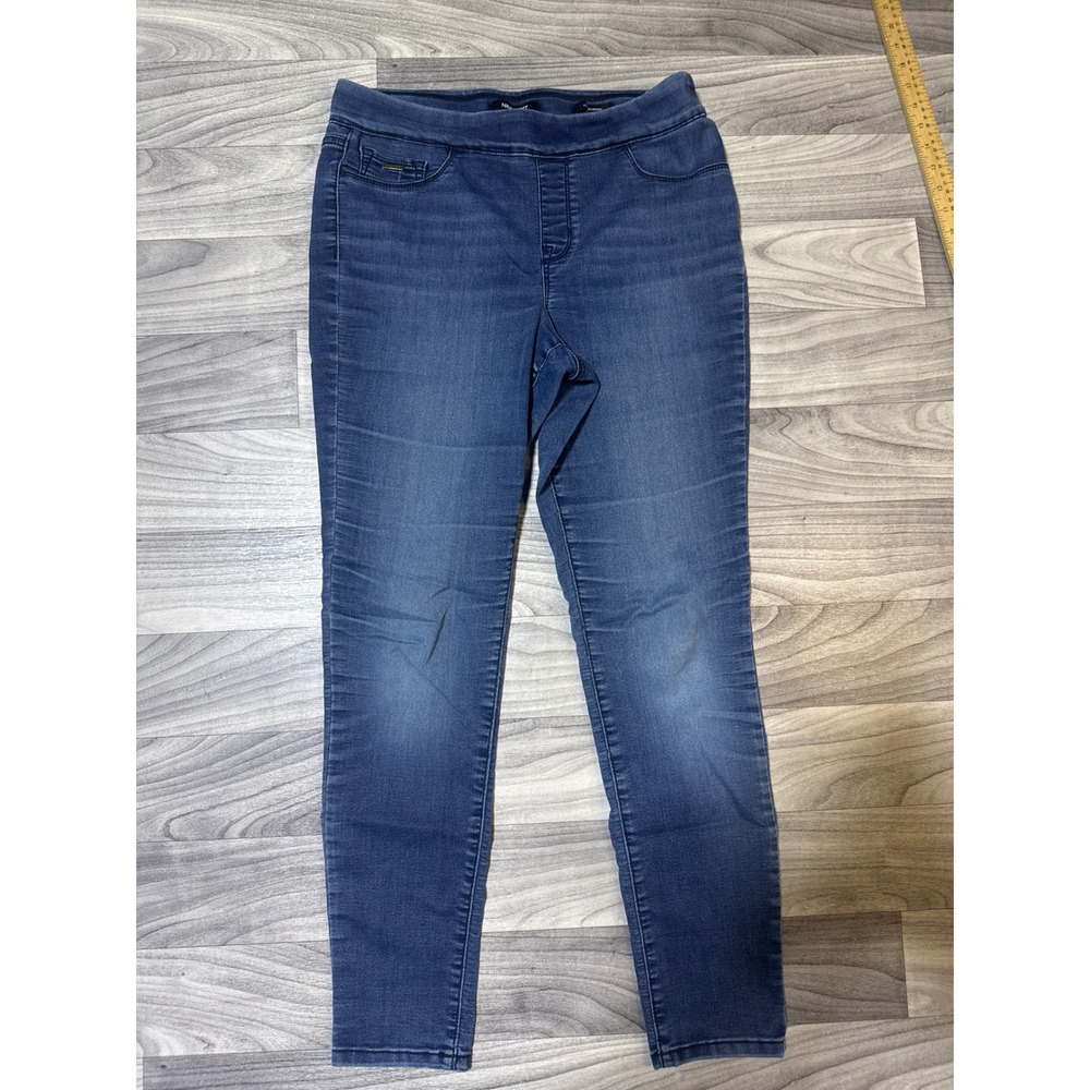 Nine West Jeans Womens 10 Blue Pull On Skinny Denim Jeggings Medium Wash Stretch